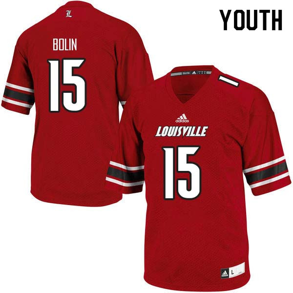 Youth Louisville Cardinals #15 Clay Bolin College Football Jerseys Sale-Red